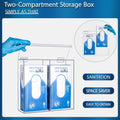 2-compartment acrylic dispenser with open lid, holding two boxes of nitrile gloves