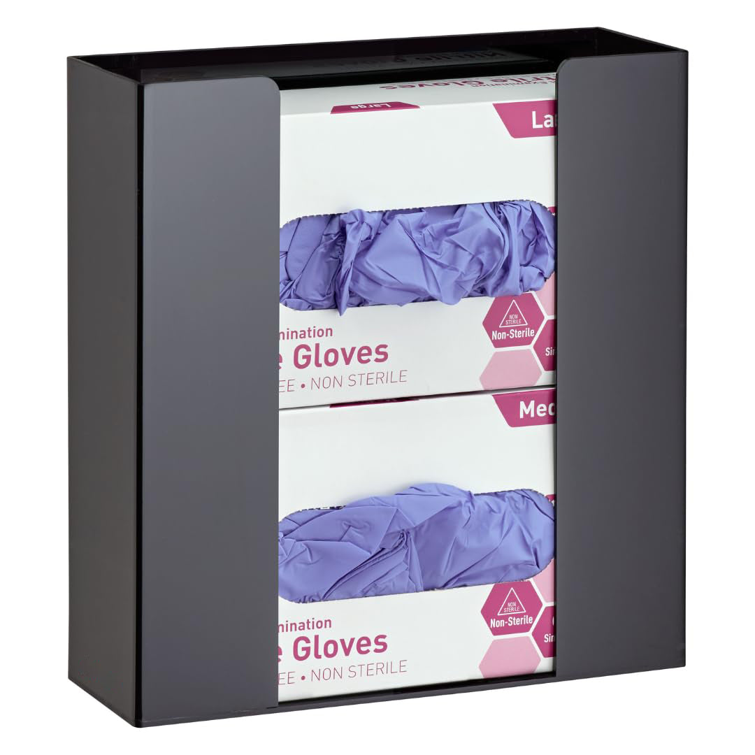 Multi-Tier Acrylic Glove Dispenser (1-4 Tier Options) - Clear & Black | Wall Mountable PPE Organizer for Medical & Professional Use