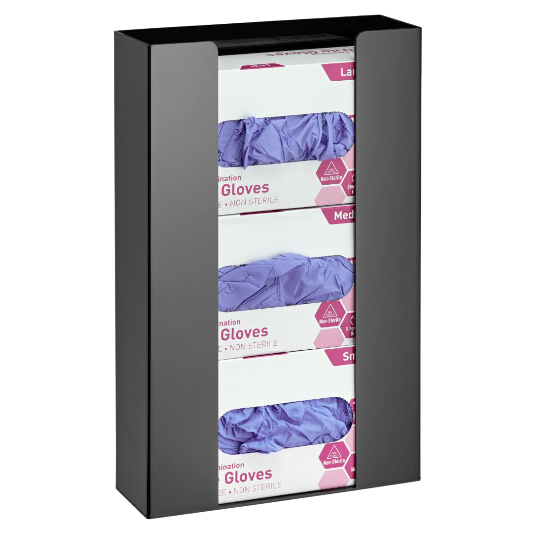 Multi-Tier Acrylic Glove Dispenser (1-4 Tier Options) - Clear & Black | Wall Mountable PPE Organizer for Medical & Professional Use