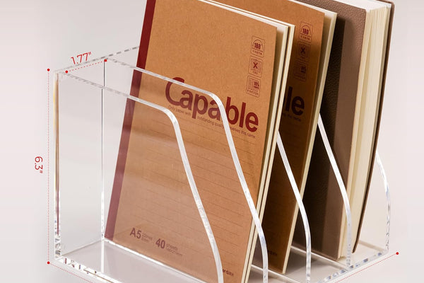 Clear Acrylic File Organizer - Multi-Slot Document & Book Holder for Home Office