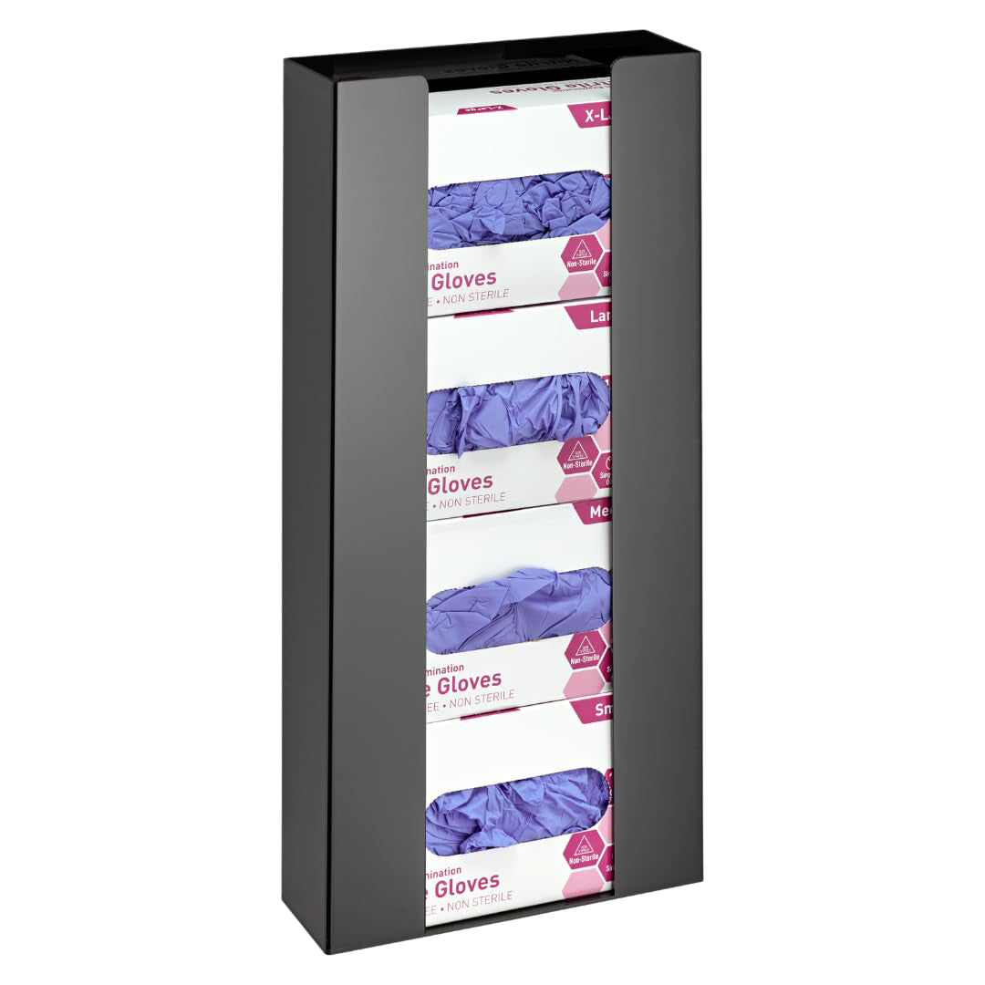 Multi-Tier Acrylic Glove Dispenser (1-4 Tier Options) - Clear & Black | Wall Mountable PPE Organizer for Medical & Professional Use