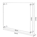 8x8 inch inner size acrylic photo frame - outer dimensions 10x8 inch, 0.24 inch thick clear acrylic, stainless steel corner fasteners for secure closure