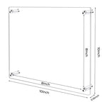 8x8 inch inner size acrylic photo frame - outer dimensions 10x8 inch, 0.24 inch thick clear acrylic, stainless steel corner fasteners for secure closure