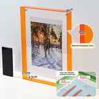 Orange Acrylic Floating Photo Frame - 3mm Material Thickness, Dual-way Hanging Buckles (Vertical/Horizontal Mount)