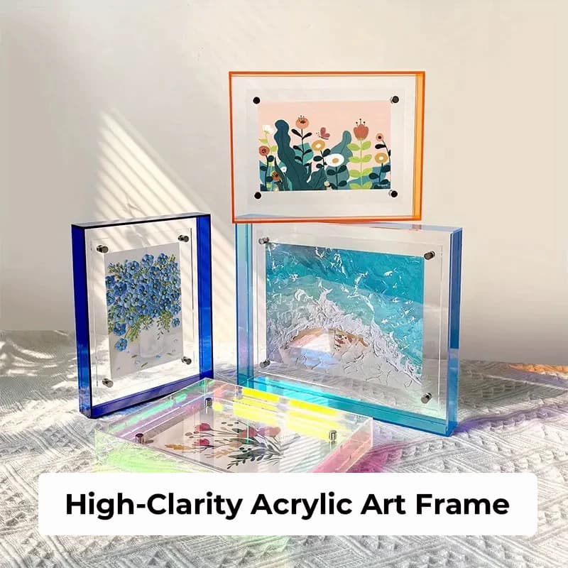 High-Clarity Acrylic Floating Art Frames (Assorted Colors) - Display for Paintings & Artworks
