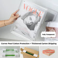 Fully Transparent Acrylic Floating Frame - Displaying Vogue Magazine Cover, with Corner Pearl Cotton Protection & Thickened Carton Shipping