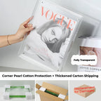 Fully Transparent Acrylic Floating Frame - Displaying Vogue Magazine Cover, with Corner Pearl Cotton Protection & Thickened Carton Shipping