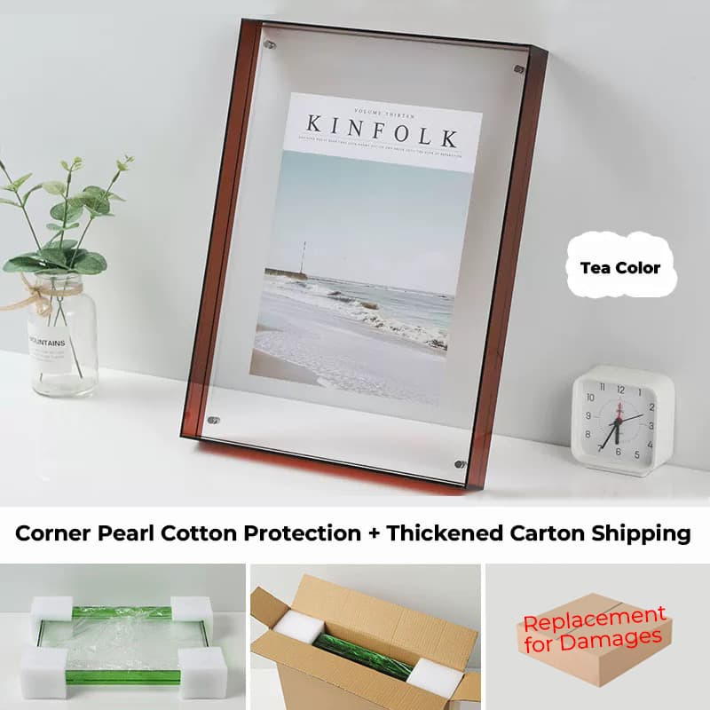 Tea Color Acrylic Floating Photo Frame - Desktop Decor