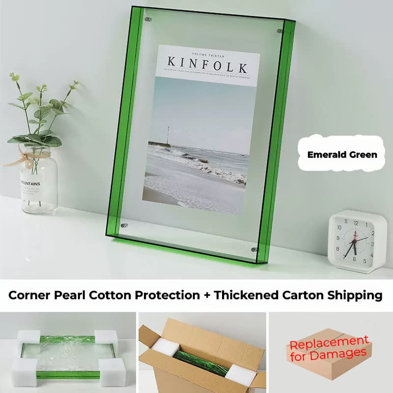 Emerald Green Acrylic Floating Photo Frame - Desktop Decor