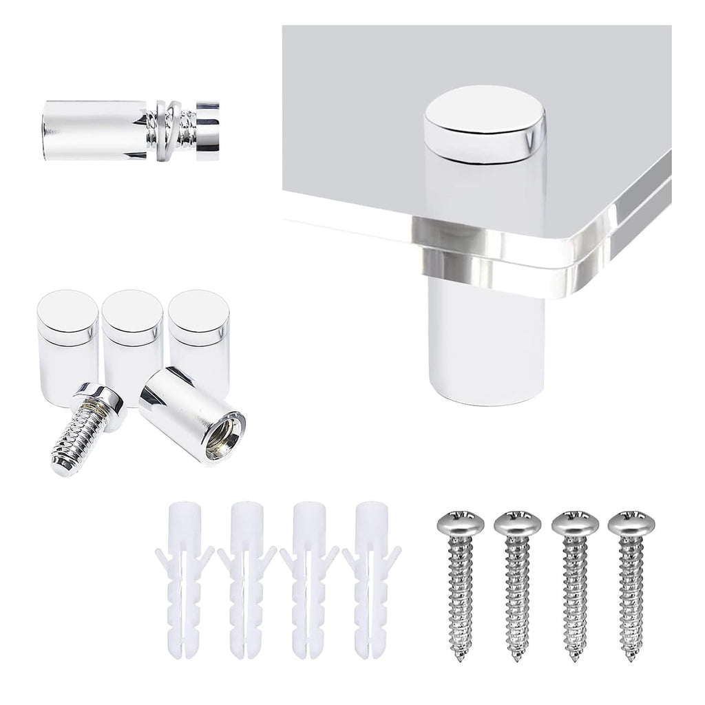 Complete accessory kit for acrylic photo frames: includes stainless steel fasteners, screws, and wall anchors. All hardware needed for tabletop or wall-mounted installation