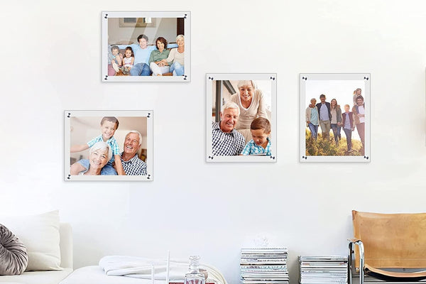 Clear Acrylic Floating Wall Frame - Frameless Display for Certificates, Art & Family Photos