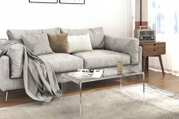 Clear Acrylic Waterfall Coffee Table | Modern Transparent Living Room Table