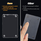 High-quality acrylic photo frames that won't turn yellow, holding various instant photos and displayed on an orange background