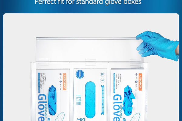 3-Compartment Acrylic Glove Dispenser - Wall Mountable & Countertop Glove Holder for Medical Offices, Labs & Clinics