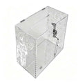 Clear acrylic suggestion box with hinged lid, heart lock and key chain, printed butterfly floral pattern, transparent donation card box