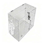 Clear acrylic suggestion box with hinged lid, heart lock and key chain, printed butterfly floral pattern, transparent donation card box