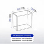 Acrylic magnetic display box dimension diagram, compatible with US Booster, inner and outer size marked