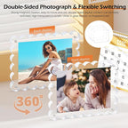 Dimension chart of Wavy Edge Clear Acrylic Magnetic Photo Frame, fits 4×6 inch photos with double-sided display capability