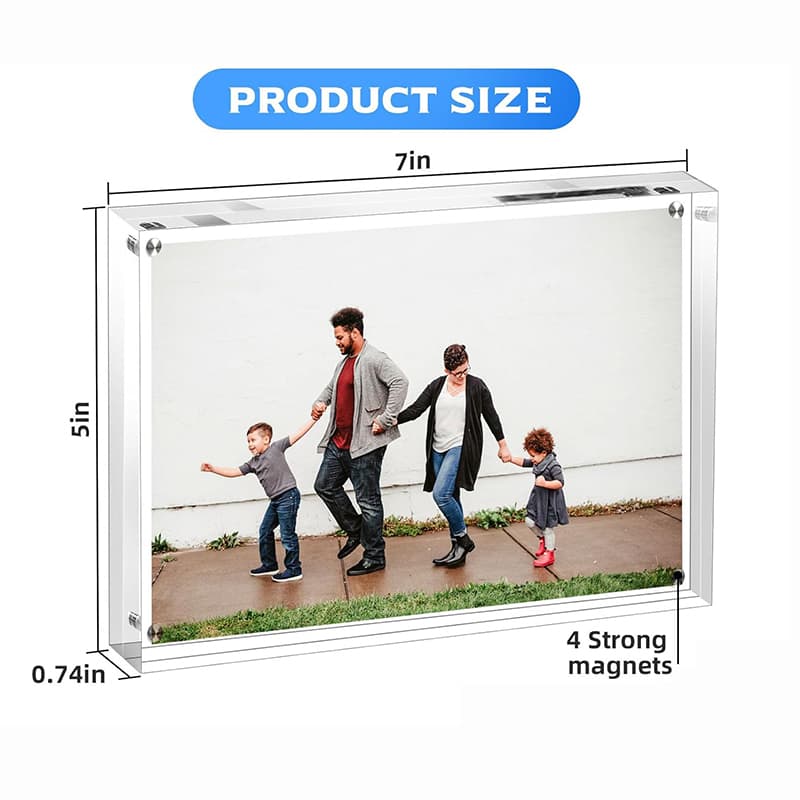 High-Definition Clear Acrylic Magnetic Photo Frame (7×5 inches), Minimalist Modern Tabletop Frame with 4 Strong Magnets, Ideal for Displaying Photos, Posters, and Certificates