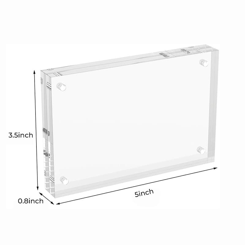 Clear Acrylic Magnetic Photo Frame, Size 3.5×5 inches, 0.8 inches thick, minimalist modern tabletop design