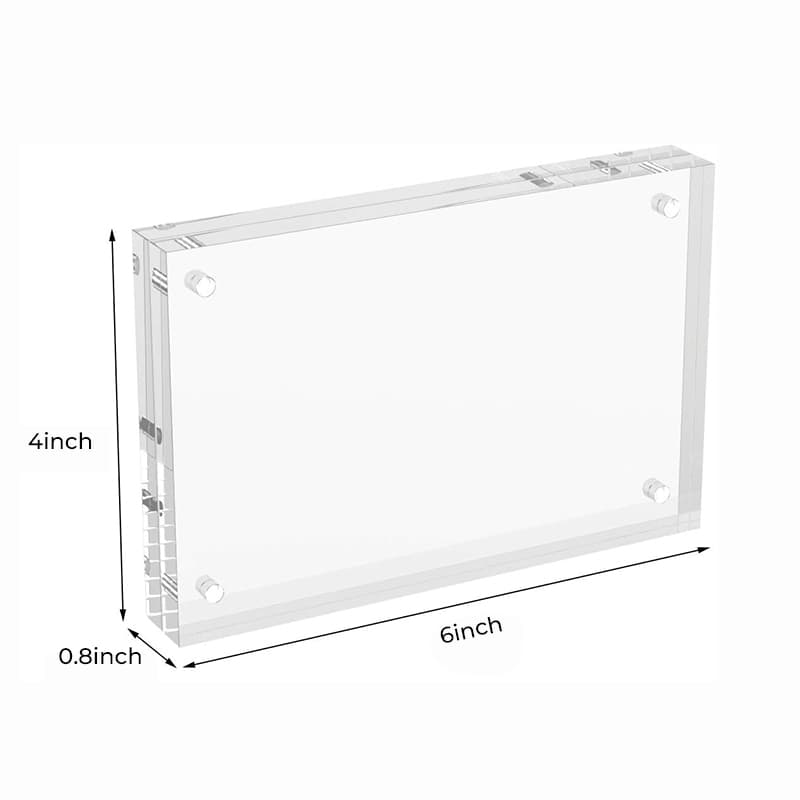 Clear Acrylic Magnetic Photo Frame, Size 4×6 inches, 0.8 inches thick, ideal for displaying photos and certificates
