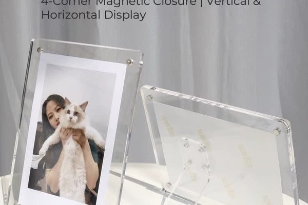 Clear Acrylic Magnetic Photo Frame - Multi-Functional Tabletop & Wall Mount Display for Photos, Art & Certificates
