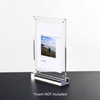 Vertical acrylic magnetic photo frame, single desktop display holder with photo insert, gold magnetic screws