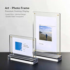 Art photo frame, premium desktop acrylic magnetic display frame, crystal clear double sided transparent, minimal design