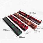 Tortoise shell acrylic mahjong rack size chart, 17.5 inch and 20 inch scalloped mahjong tile tray