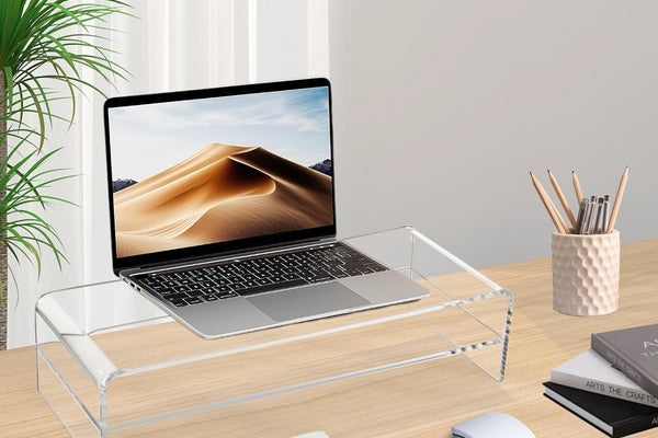 Dual-Layer Clear Acrylic Monitor Stand - 100LBS Capacity, 5.5