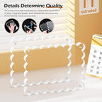 Dimension chart of Square Wavy Edge Acrylic Magnetic Photo Frame, fits 5×5 inch photos with strong magnetic fixation