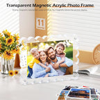 Dimension chart of Wavy Edge Clear Acrylic Magnetic Photo Frame, fits 5×7 inch photos, 0.8 inches thick for stability