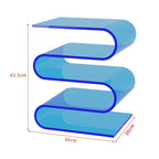 Dimension diagram of S curve acrylic side table, 36x30x42.5cm, blue acrylic nightstand size drawing