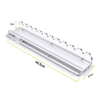 Clear acrylic scalloped edge floating wall shelf 44.5cm, dimension marked product photo, white background