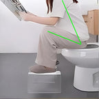 Transparent acrylic step stool with lotion bottles and a basin in a modern bathroom
