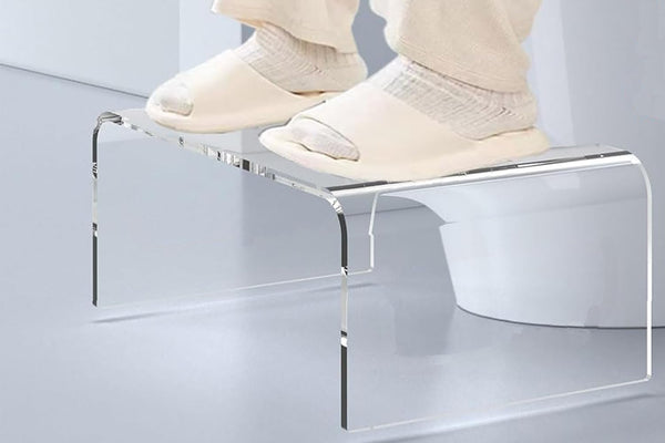 10mm Thick Clear Acrylic Toilet Stool - Non-Slip Bathroom Step Stool for Healthy Squatting, Anti-Constipation & Hemorrhoid Relief, Modern Sleek Design Fits All Toilets