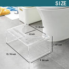 Acrylic step stool size specs: 13.4"L × 10.2"W × 10.2"H, 0.47" thick, 250lbs weight capacity
