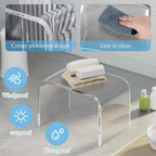 Clear acrylic step stool with corner protection, waterproof, sunproof, and easy to clean features