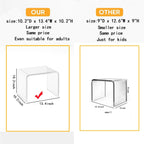 Our larger acrylic step stool (10.2"D x 13.4"W x 10.2"H) vs smaller competitor model, suitable for adults and kids