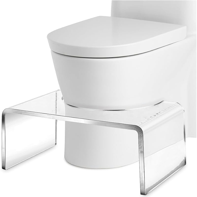 Our larger acrylic step stool (10.2"D x 13.4"W x 10.2"H) vs smaller competitor model, suitable for adults and kids