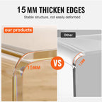 Comparison showing our 15mm thickened acrylic edge vs. a competitor's 12mm edge, highlighting superior stability.