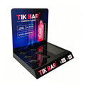 TIK BAR TB18000 TURBO acrylic retail display rack, glossy black acrylic tabletop display stand for vape product demo, white background