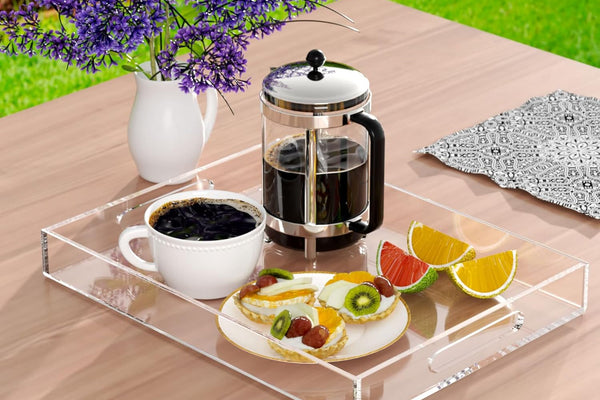 Clear Acrylic Serving Tray with Handles - 12