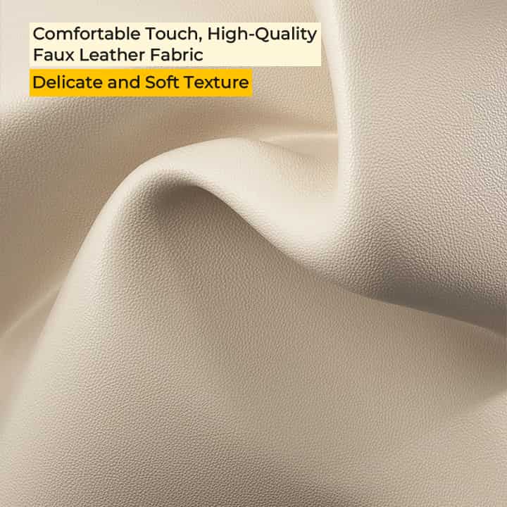 Close-up of the high-quality faux leather seat on an acrylic vanity stool, showcasing its soft, delicate texture