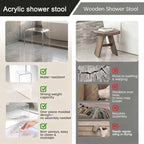 Acrylic vs wooden shower stool comparison: acrylic is waterproof, sturdy, and requires no assembly