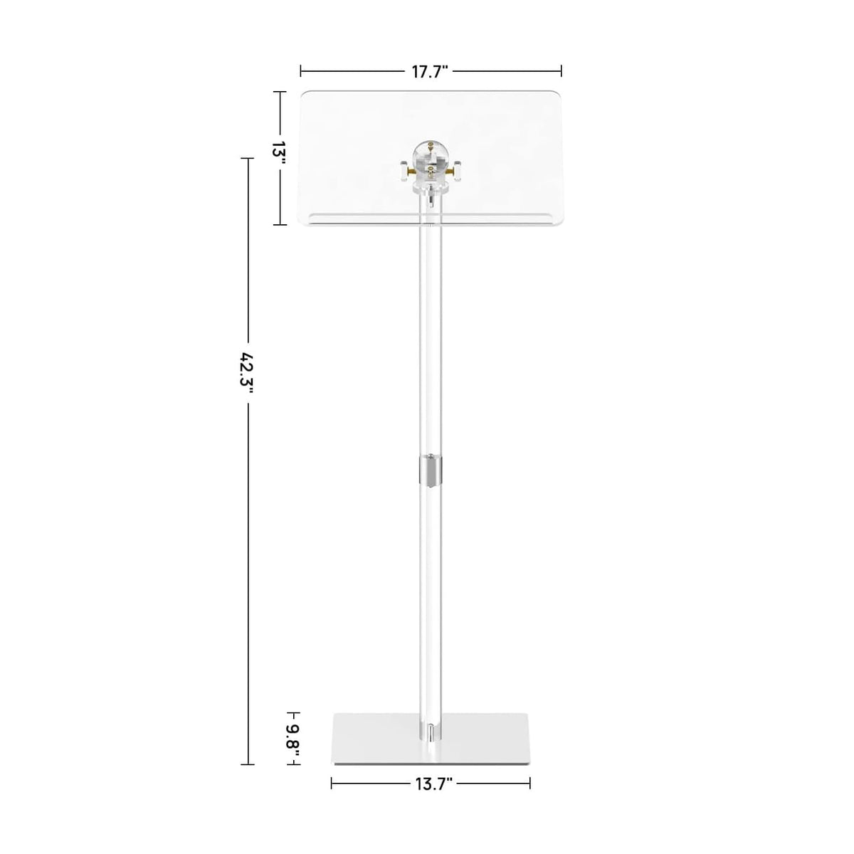 Adjustable Clear Acrylic Lectern - Angle-Tilt Desktop Podium Stand with Anti-Slip Pads & Book Stopper for Church, Concerts, Weddings & Presentations