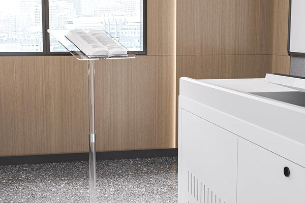 Adjustable Clear Acrylic Lectern - Angle-Tilt Desktop Podium Stand with Anti-Slip Pads & Book Stopper for Church, Concerts, Weddings & Presentations