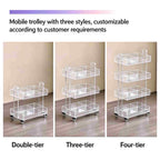 2-tier,3-tier,4-tier clear acrylic rolling storage trolley with lockable wheels, mobile organizer cart for salon and home