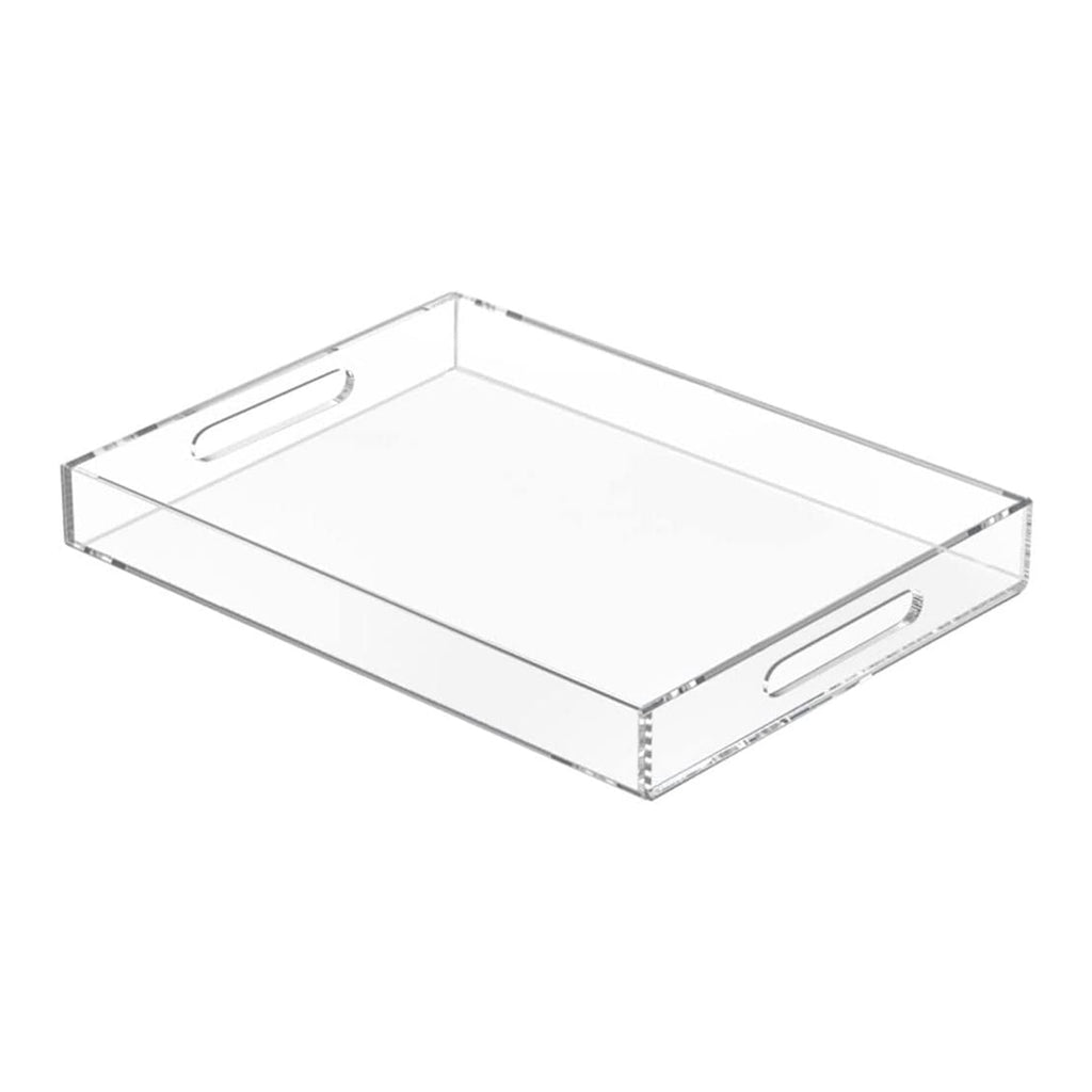Clear rectangular acrylic tray with cutout handles, modern minimalist design