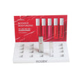 Custom white acrylic lip gloss display stand with printed backboard, OEM ODM cosmetic counter display for retail